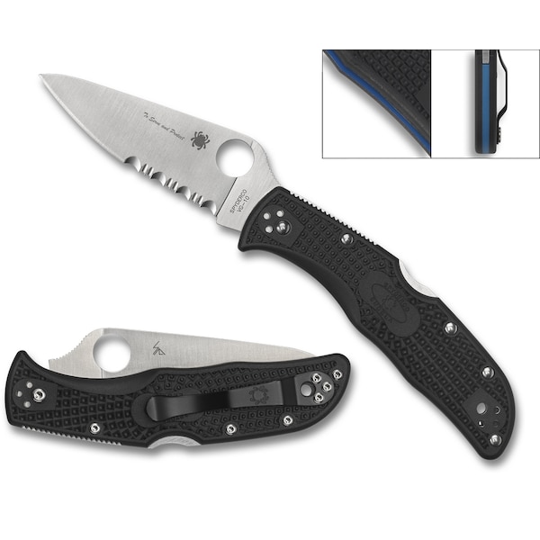 Spyderco 2023 Spyderco Reveal 8 Endela Tunnel To Towers Foundation, Lightweight Black, Flat Ground Combo SPY-C243FPSBKBL - main
